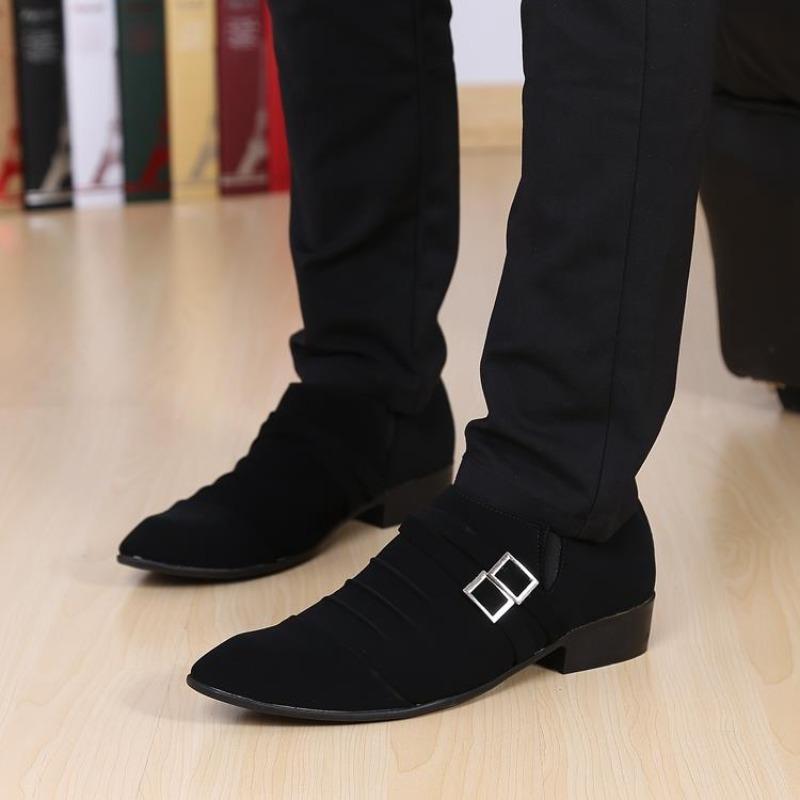 Suede British Style Solid Color Social Shoe Male Black Official Party Legitimate Leather Casual Italian Suit Men's Formal Shoes