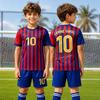 Set da 2 Pezzi Yamal #10 Maglietta da Calcio a Strisce Personalizzata Set Coordinato per Famiglia Kit Speciale Traspirante per Adulti Bambini