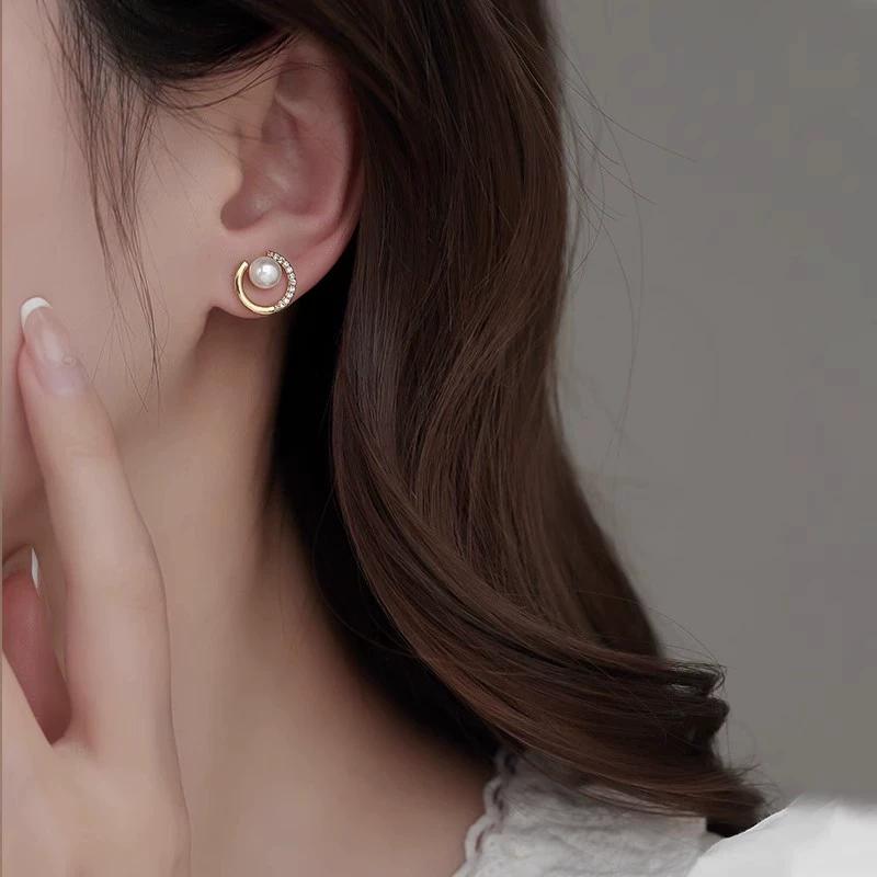 ED442 2025 New Bestseller Pearl S925 Sterling Silver Gold Plated Earrings & Ear Clips-Light Luxury High-End Party Style