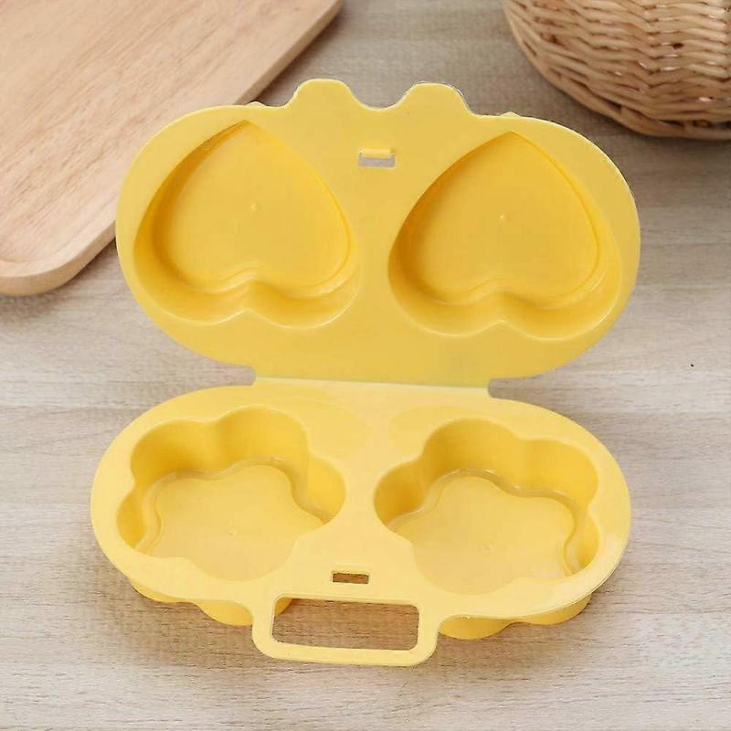 Microwave Egg Poacher Egg Maker Steamed Egg Cooker Mold Fried Eggs Oven Pan Hard Boiled (Flowers + Heart,Yellow))