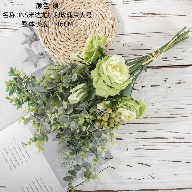 Rose Eucalyptus Wedding Bouquet Table Decoration Flower Artificial Flower Bouquet зелёный