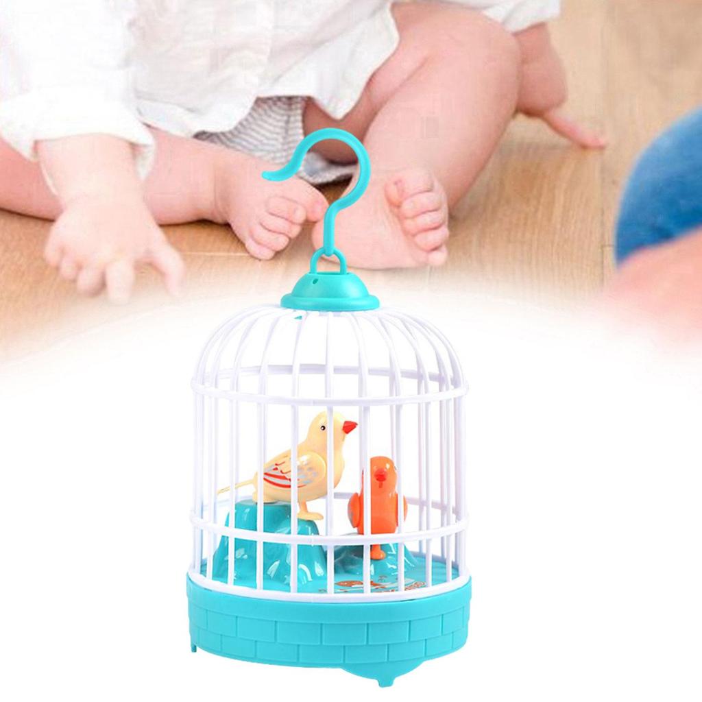 Toy Mini Simulation Animal Chirping Bird Musical Parrot Cage with Realistic Movement And Soft