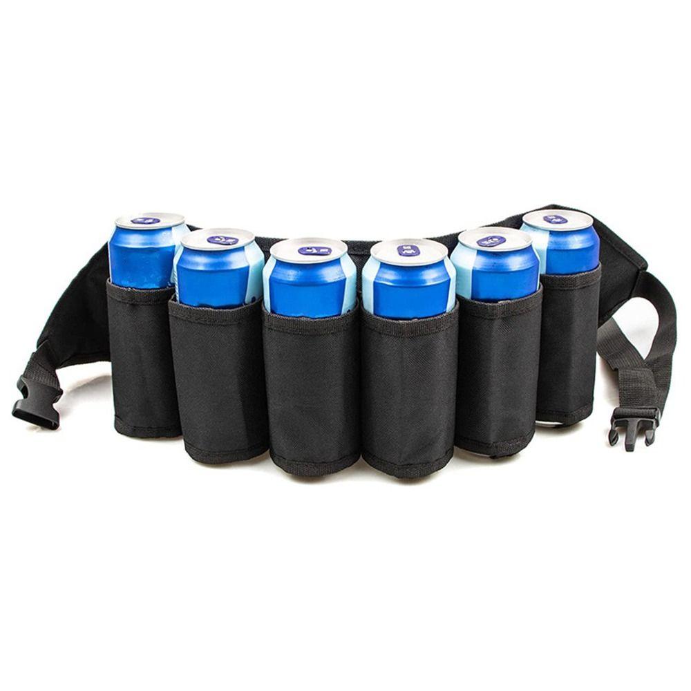 Universal Zipper Pockets Beer Belt Holder Party Picnics Beer Waist Holder Adjustable Hiking Soda Can Belt