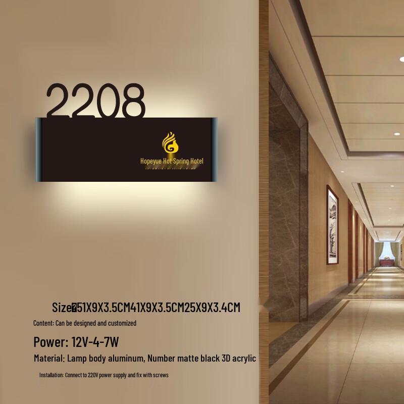 Creative Luminous Acrylic Hotel Room Number Sign