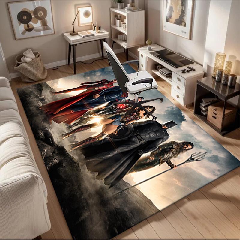 Justice League Movie Poster Wall Art Print Office Mat Home Decor Office Desk Chair Rugs Chair Carpet for office Chair Mat Gift For Halloween