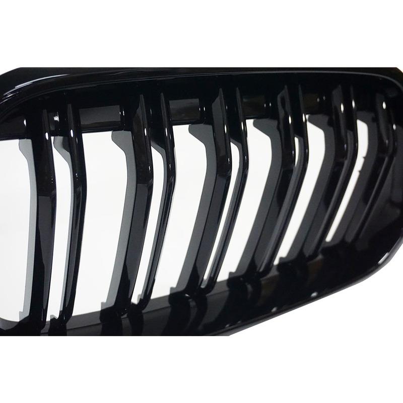 Ett par främre stötfångare njurgrill för BMW X2 F39 2018- Racinggrill Blanksvart ABS Dubbel linje Ersättningstillbehör