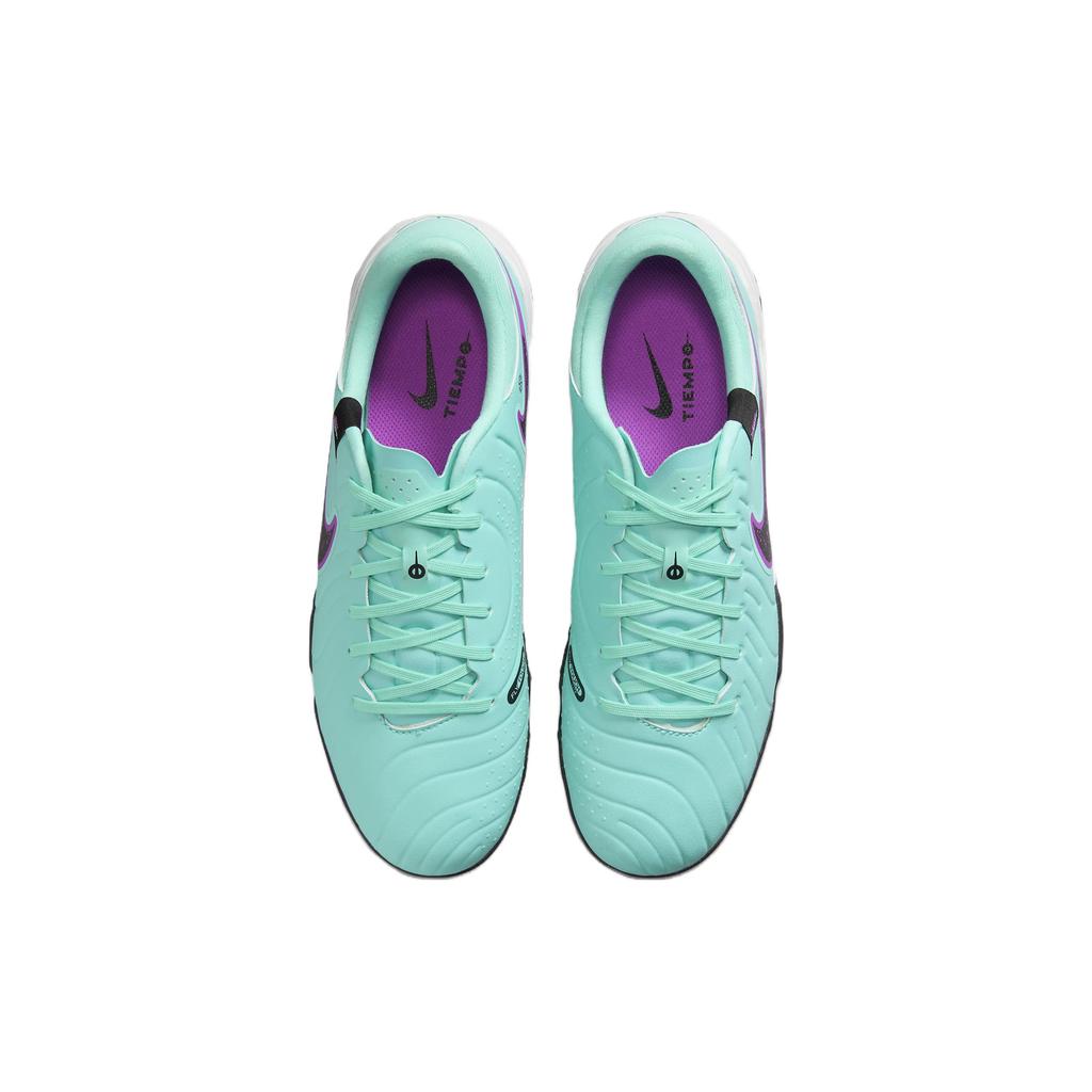 Nike Tiempo Legend 10 Lace Up TF Turf Artificial Turf Cow Leather Soccer Shoes Unisex Green Purple DV4342-300