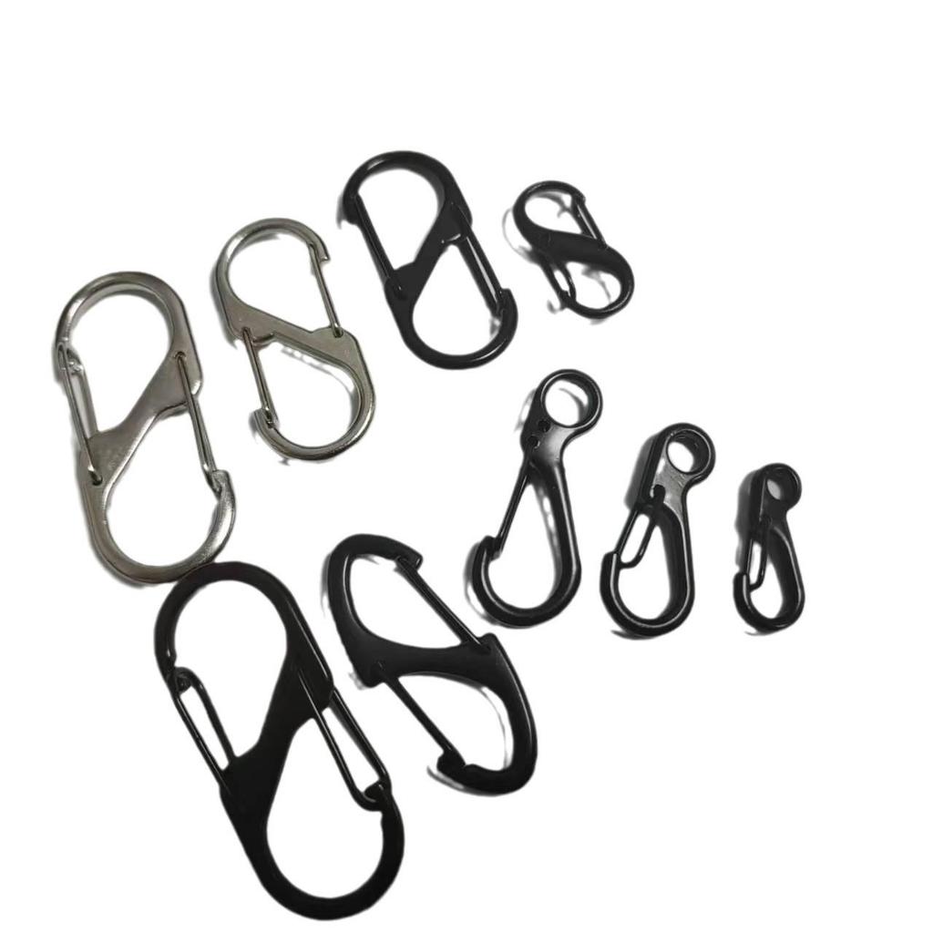 Zinc Alloy Double-Headed Keyring with Black S-Shaped Climbing Buckle and Hook