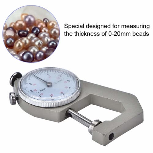 Yunir Measuring Gauge, 0-20mm 0.1mm Precision Pearl Thickness Bead Diameter Flat Head Pointer Instrument Portable Gauge Caliper for Jewelry Craft Make