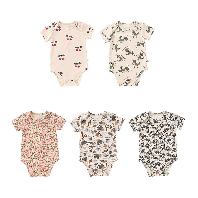 KIDDIEZOOM Infant Boy Girl 6-24 Months Fashion Print Short Sleeve Baby Bodysuits