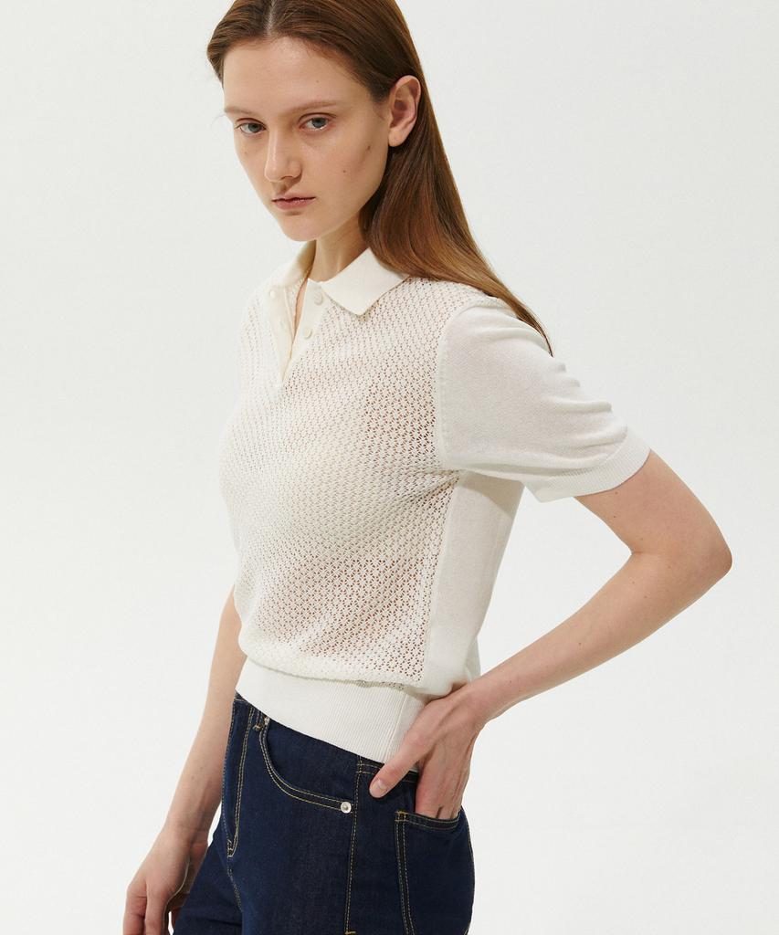 PLAC WOMEN Linen Polo Collared Knit 2 Colors