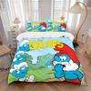 Smurfs Adventure Print 3Pcs Bedding Setduvet Cover With 2 Bedropillowcase Home Birthday Gift