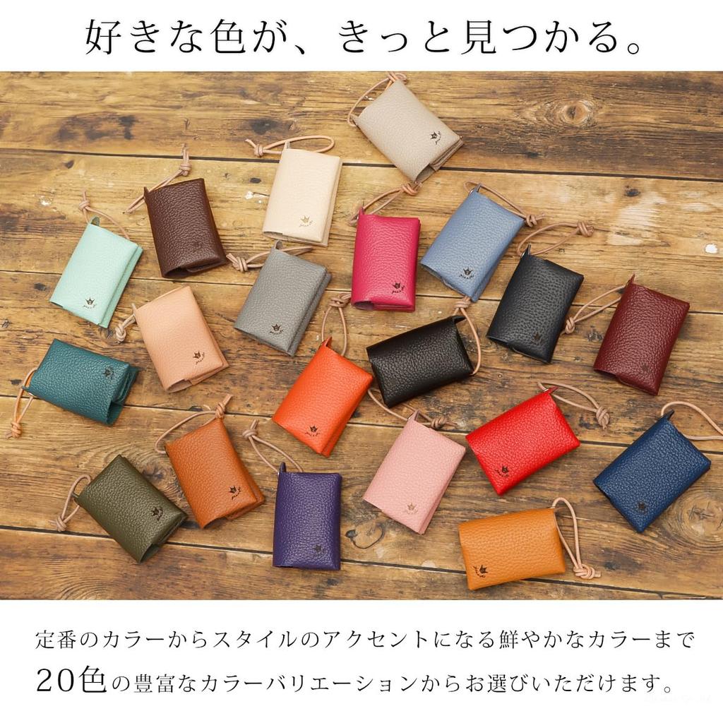 ZARIO-GRANDEE - Genuine Leather Tissue Cover with Leather Cord, Bi-fold, Compact Size, Made In Japan [ZAG-206T] (Orange)