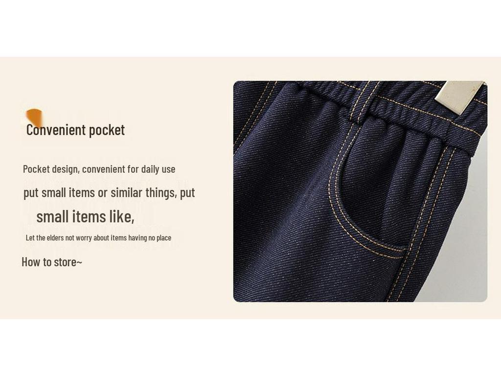 High-Waisted Elastic Denim Wide-Leg Pants for Middle-Aged Women – Stylish and Drapey