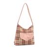 Fashion Multifunctional Contrast Color Plaid Large Capacity Casual Fashion College Sweet Bow One Shoulder Tote Bag Women