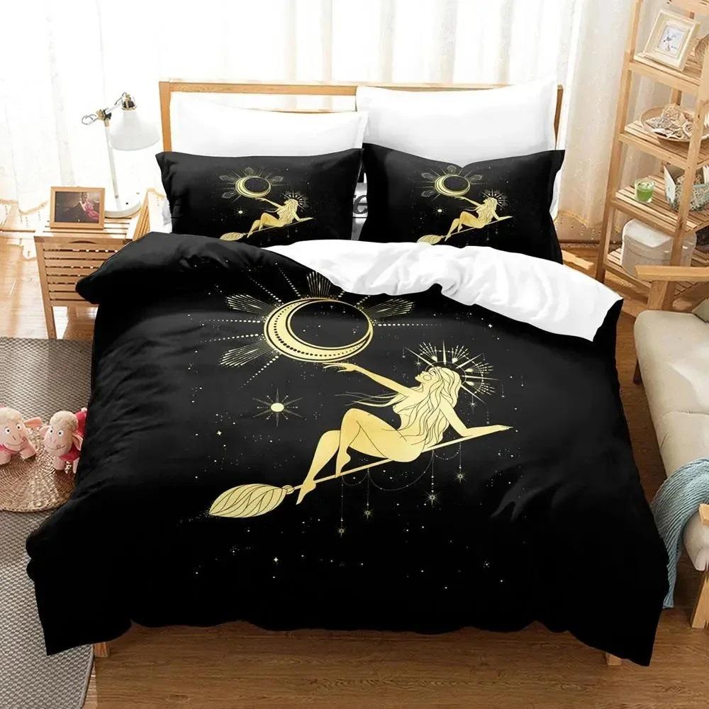 Witch's Moon Bedding Set Single Twin Full Queen King Size Aldult Boys Bedroom Duvet cover Sets Anime