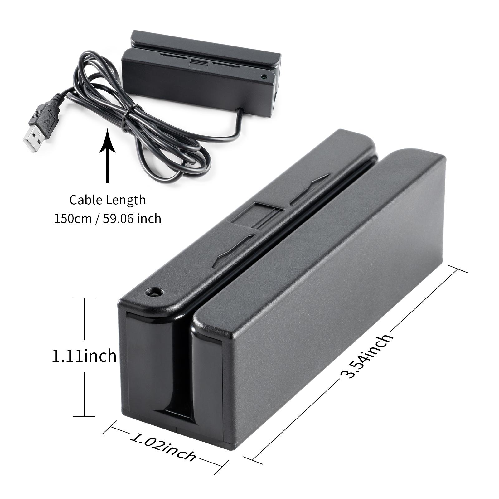 Effon MSR100 Mini USB External Magnetic Strip Card Reader with 3 Tracks Support for POS & VIP Access Control чёрный
