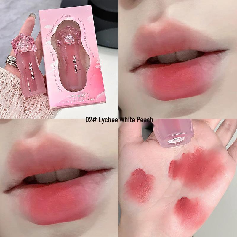 Gegebear Velvet Mist Lip Cream: Soft Matte, Long-Lasting, Enhances Complexion, Brightens Skin 2g