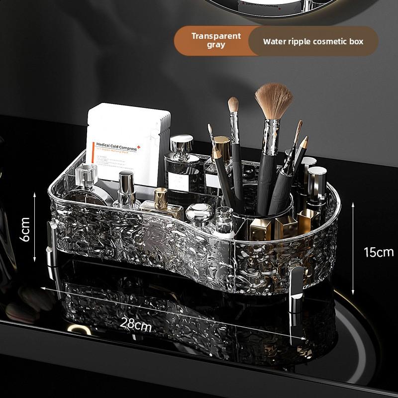 

Косметическая помада с эффектом ряби на воде, высококлассная настольная большая емкость, пыленепроницаемая коробка для хранения с органайзером прозрачный/серый