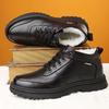 Winterlederschuhe gefüttert und verdickt Herren Baumwollschuhe Dad-Schuhe Leder Baumwolle gefüttert thermische Baumwolle Lederschuhe Herren High-Top Baumwollschuhe