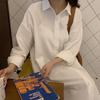 Cardigan Lungo Stile Coreano Sopra il Ginocchio con Revers Camicia Parasole 2025