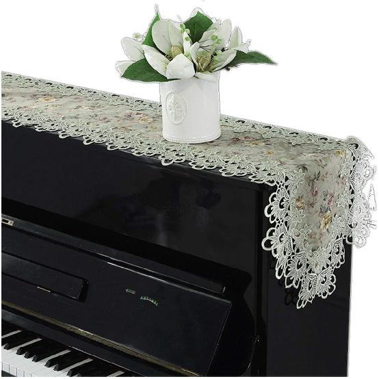 Piano Cover Cloth Lace Fabric Decorative Dust-proof Cloth for Upright Vertical Piano Top Cover