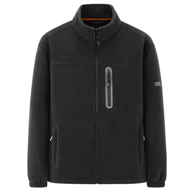Men's Outdoor Stand Collar Fleece Jacket – Warm, Multi-Pocket, Autumn/Winter Casual Style