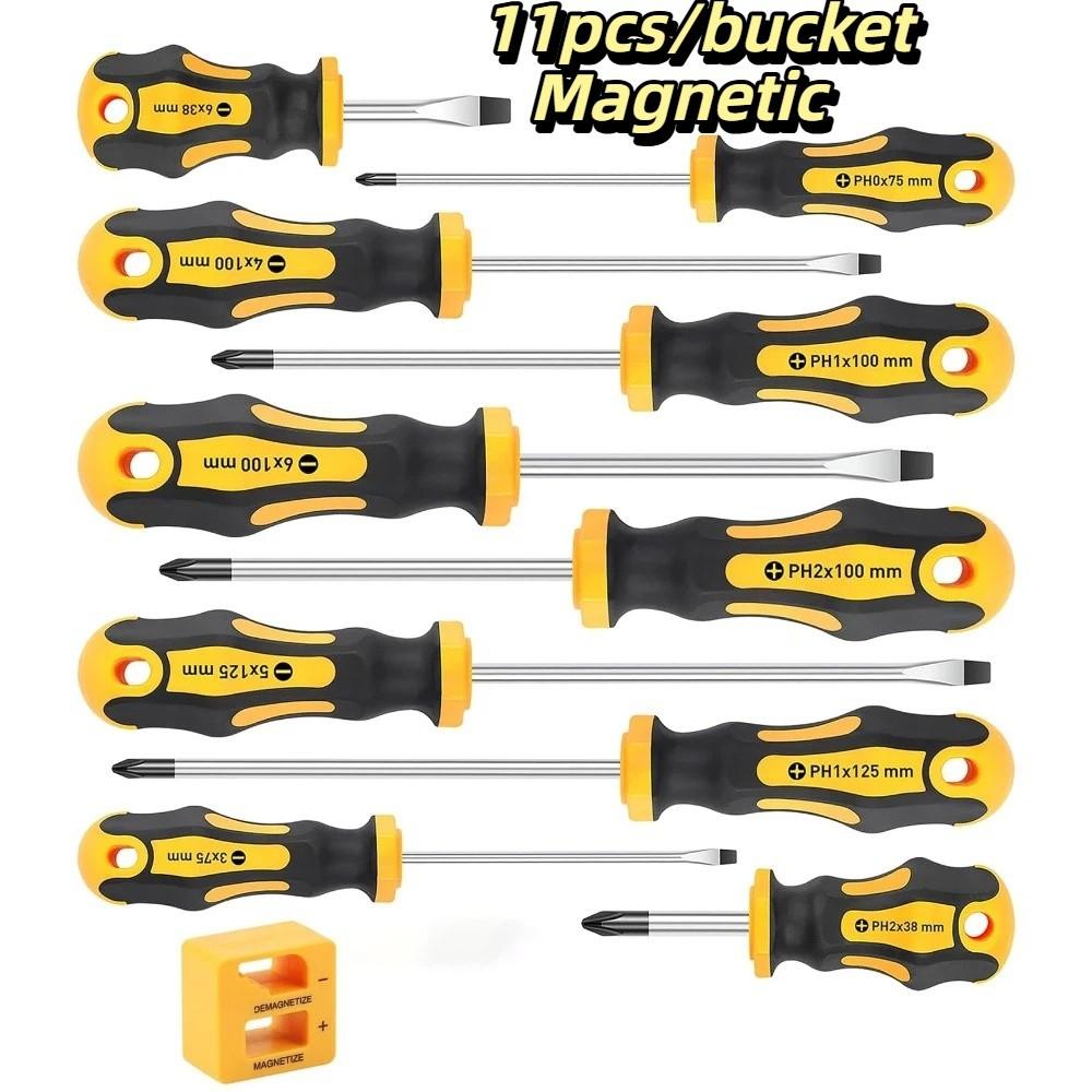 Magnetic Tips Magnetic Screwdriver Set 12-Piece Tool Kit for 11/12pcs/bucket Daily Home Repairs 11pcs