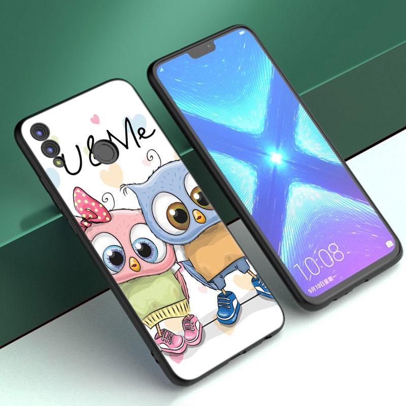 Cartoon Owl Cute Owls Case For Huawei Honor 10X Lite 7A 7S 8A 8S 8C 8X 9A 9C 10i 20i 30i 20S 20E 9X Pro 10 8 Lite Black Cover