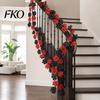 High-density Fabric Leaves Artificial Maple Leaf Garland, Autumn Faux Vine, Black & Red Fall Garland Hanging Vine for Fireplace Front Door
