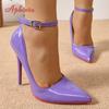 Fashion Aphixta Orange New Luxury Crystals Buckle Pimp Super High 12cm Stiletto heels Pumps Women Shoes Pointed Toe Colorful Party Pumps