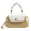 Straw bag women's bag new seaside beach bag portable messenger bag contrasting color woven small square bag