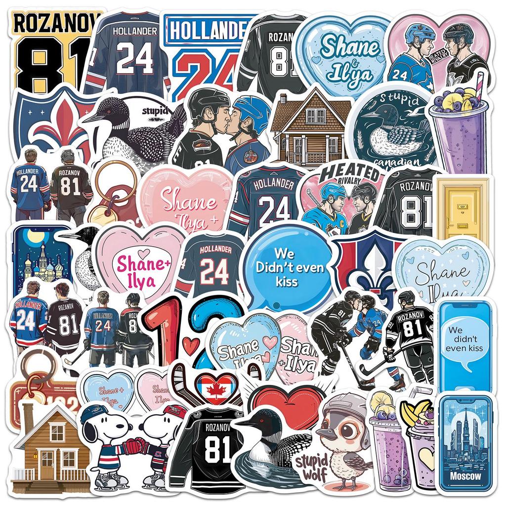 50-Piece Ice Hockey Graffiti Stickers: Waterproof Decor for Water Bottles & Phones