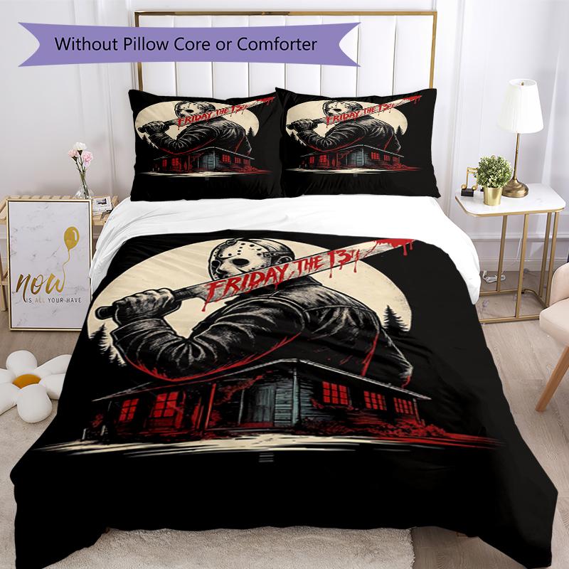 3pcs Friday the 13th Bedding Set Duvet Cover Closure Includes 1 Duvet Cover & 2 Pillowcases, Soft and Comfortable for All Seasons.