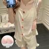 2026 Summer Women's Pajama Set: Built-in Bra Cloud Cotton Camisole with Round Neck, Princess Style