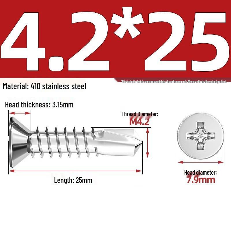 410 Stainless Steel Self-Drilling Flat Head Cross Countersunk Swallowtail Screws