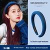 Retro French Wide Skull Top Sponge Headband for Women - Milk Coffee Color Hair Accessory