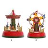 LED Lighted Music Box Battery Operated Musical Merry-Go-Round Sky Wheel Resin Ornament Carousel Horse Whirligig Toy