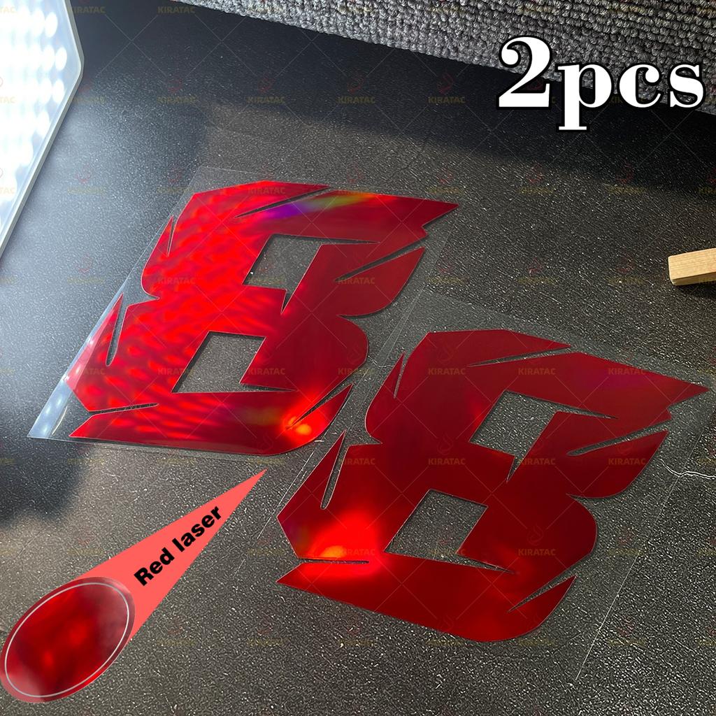 2 Stück Roter Laser Motorradnummer Aufkleber Wasserdicht für Motorradhelm Verkleidung Kraftstofftank Roller Karosserie Universelle Vinyl Aufkleber