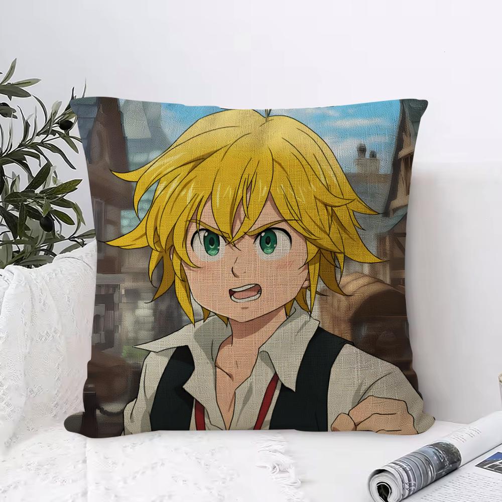 Anime DDeadly SSins Cushion Cover Eco Linen Pillow Case DoubleSided Print Breathable Durable Zipper Home Decor Gift