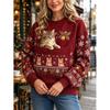 Christmas Cat Pocket Print Sweatshirt Retro Long Sleeve Top Holiday