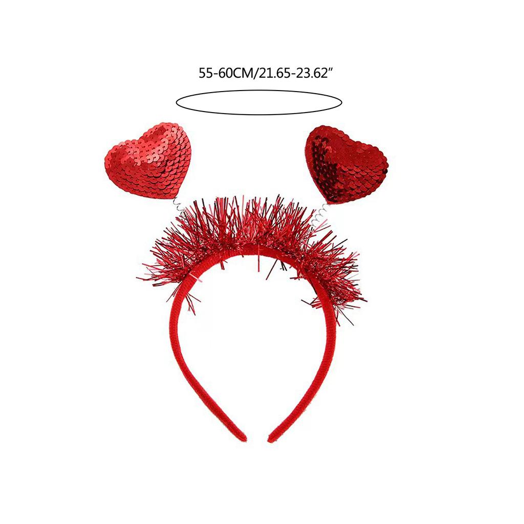 Valentines Day Cute Love Heart Headband Sequins Love Head Bopper Hair Hoop for Party Props Holiday Costume Accessory