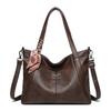 Borsa retrò di grande capacità da donna, borsa a tracolla per pendolari, borsa tote in PU