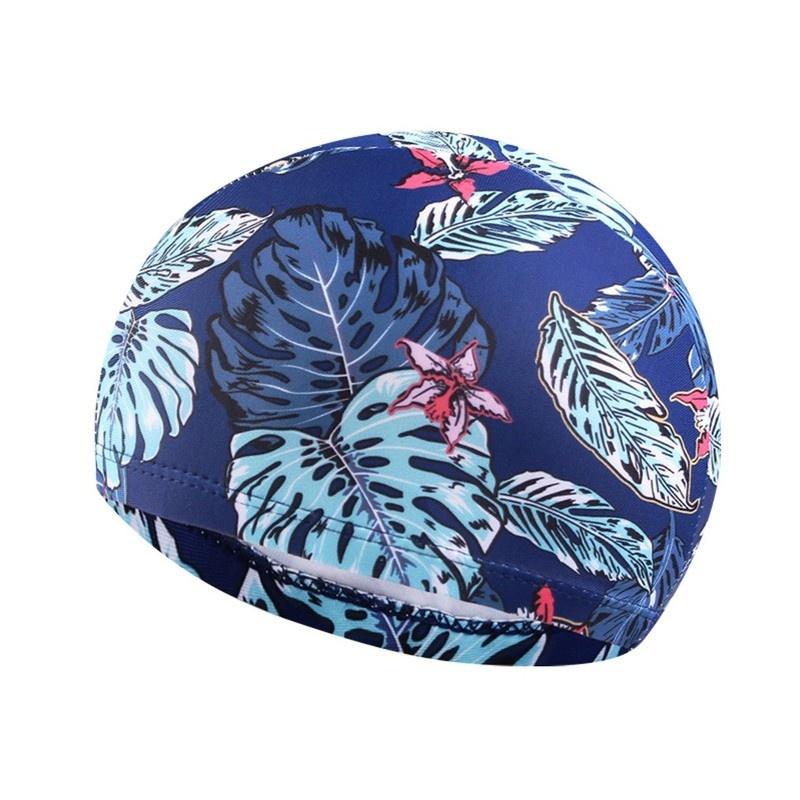 1PC Fashion Swimming Cap Men/Women Flowers Printed Long Hair Sports Swim Pool Bathing Hat Elastic Nylon Turban Sports Accessory