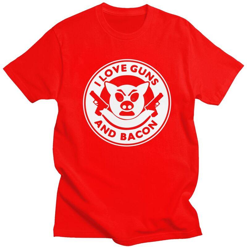 

Custom I Love Guns And Bacon Tshirts for Men Short Sleeve Leisure T Shirt Tshirt Pure Cotton Tee Gift S