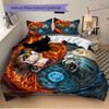 3pcs Tiger Yin Yang of Fire and Ice Bedding Set - Includes 1 Quilt Cover and 2 Pillowcases, Comfortable Bedding with Stylish Design for Bedroom,