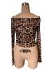 Sexy One-Shoulder Long Sleeve T-Shirt Leopard Mesh Tops Sexy Hottie Versatile Closet Essential Fashion Items Shirt