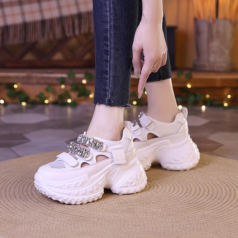 Dad shoes women's summer new tires durian bottom rhinestone word Mary Jane platform heightening sneakers