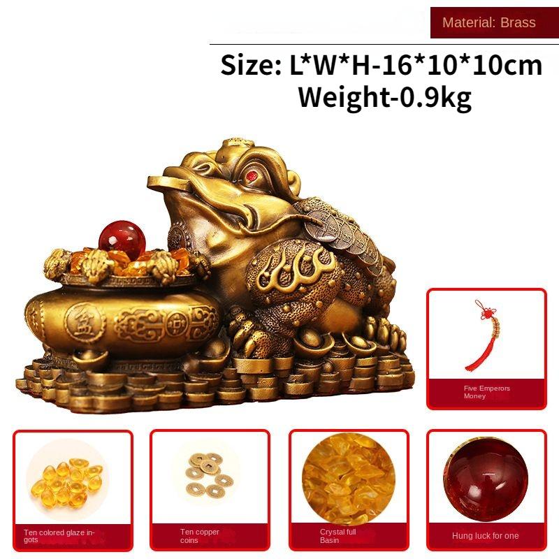 

Горшок с сокровищами из чистой меди, золотая жаба, украшения, магазин трехлапых жабы Zhaocai, украшение для гостиной, офиса, подарок на открытие
