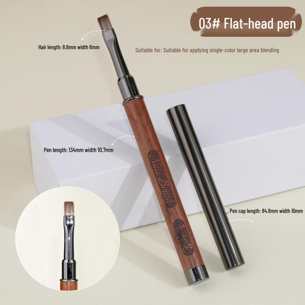 Sandalwood Nail Art Gel Pen Set: Round & Flat Tips for Painting, Drawing, and French Designs